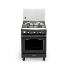 Κουζίνα αερίου ελεύθερη BO647JH/N, 60 εκ., με ηλεκτρικό φούρνο, ρουστίκ στιλ, χρώματος μάυρο-ανθρακί