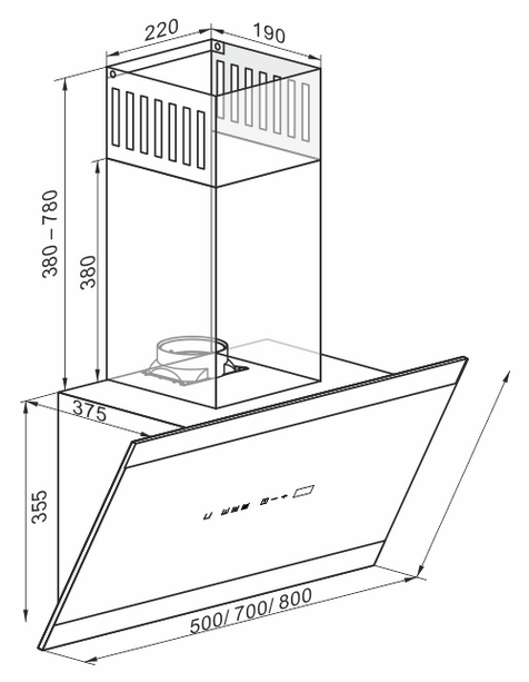 Επικλινής Απορροφητήρας Επιτοίχιος - AT 7435 Eco