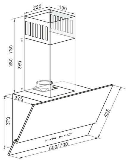 Επικλινής Απορροφητήρας Επιτοίχιος - AT 6410 F Eco