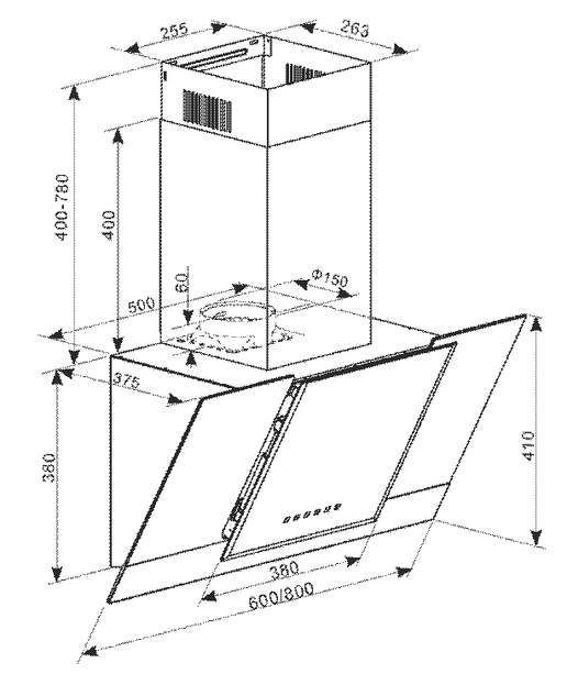 Επικλινής Απορροφητήρας Επιτοίχιος - AT 6438 FW Eco